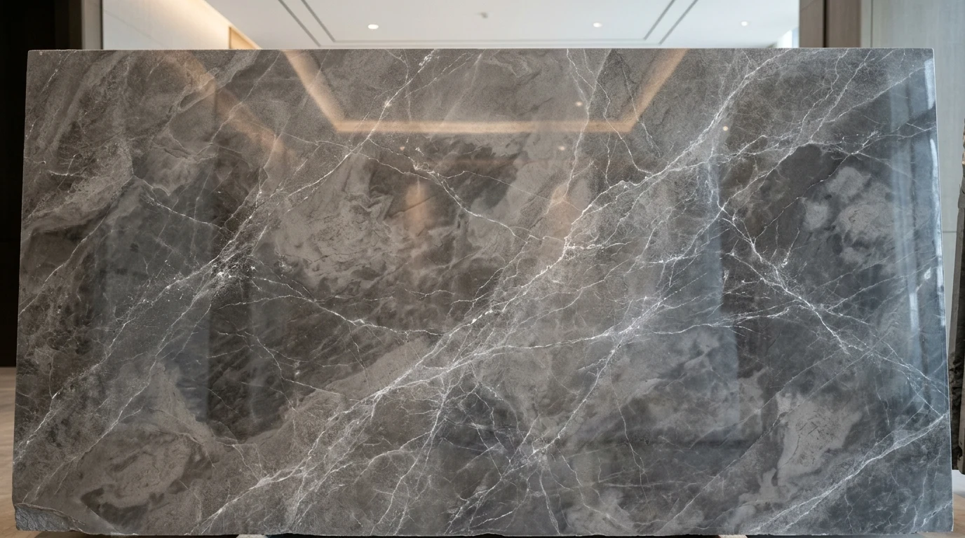 Fusion Grey Turkish marble slab - imported grey luxury marble supplier Kishangarh